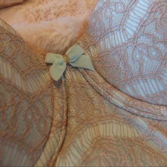 { Anthropologie } Eloise Minted Lace Long-line Bra 32b - Picture 6 of 9